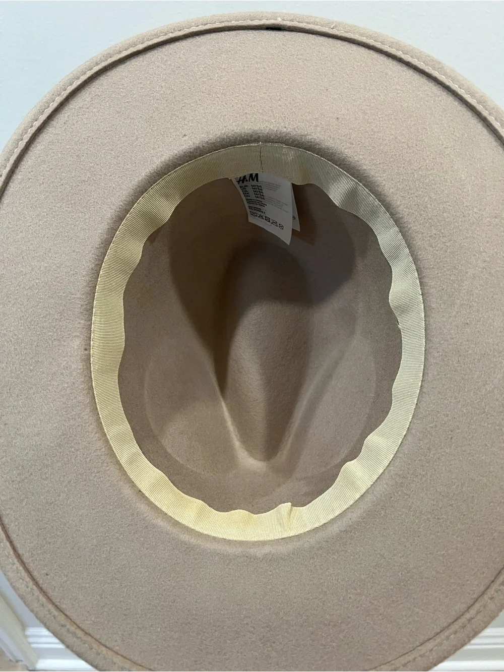 H&M Taupe Wide-Brim Fedora with Cream Band